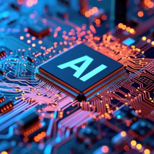 AI. Circuit board. Technology background, Central Computer Processors CPU concept.